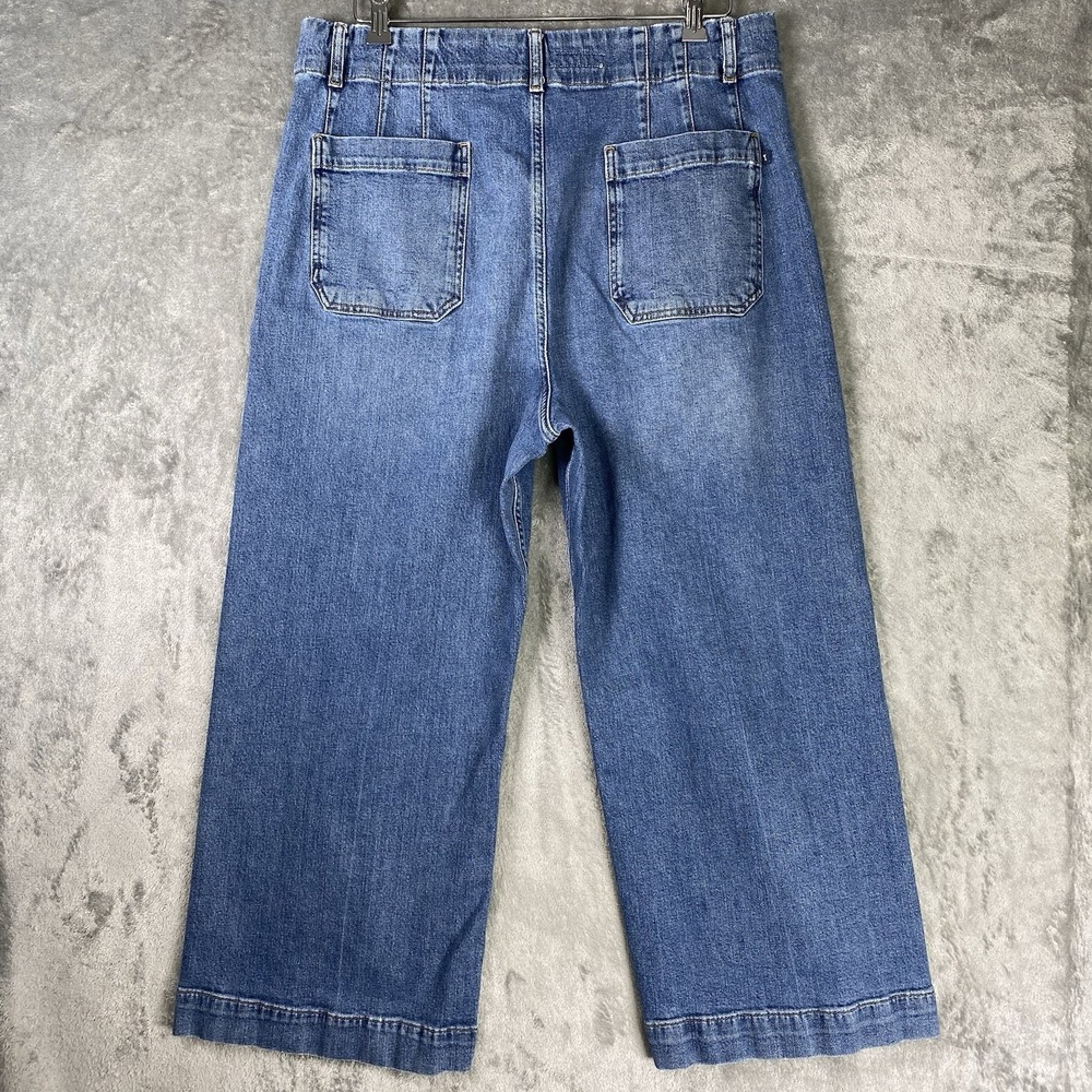 Anthropologie Pilcro The Skipper Cropped Wide Leg Jeans Womens 34 Blue High Rise - Picture 12 of 16
